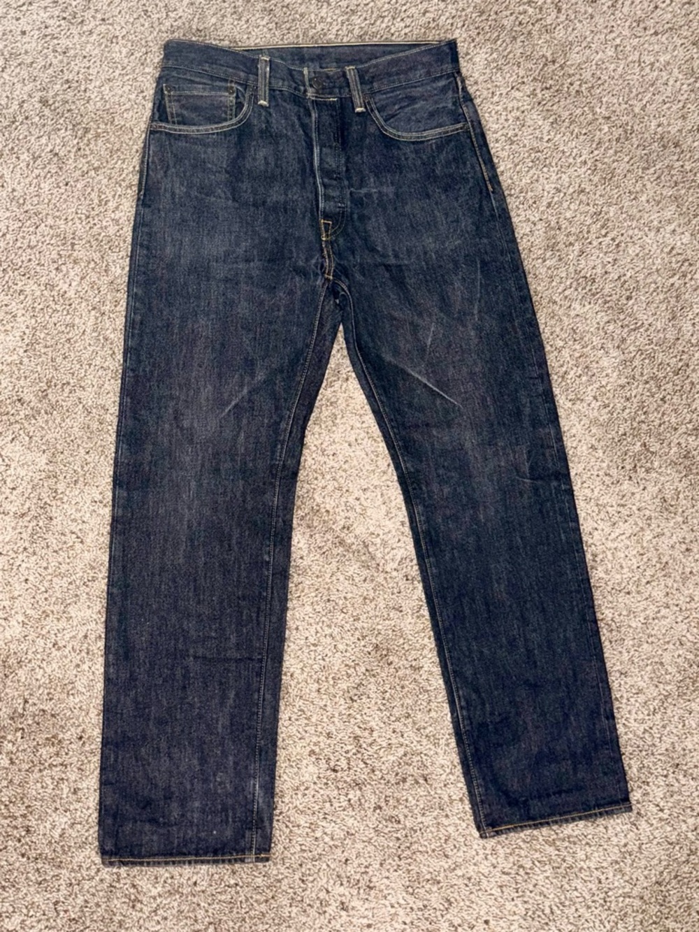 Men’s Classic Levi Strauss 501 Dark Wash Straight Leg Button Fly Jeans!